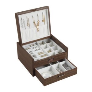 Jewelry Box — Walnut-Color Double Drawer Organizer — main view