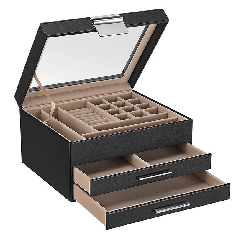 Jewelry Box — Mirror-Lid Double Drawer Chest — main view